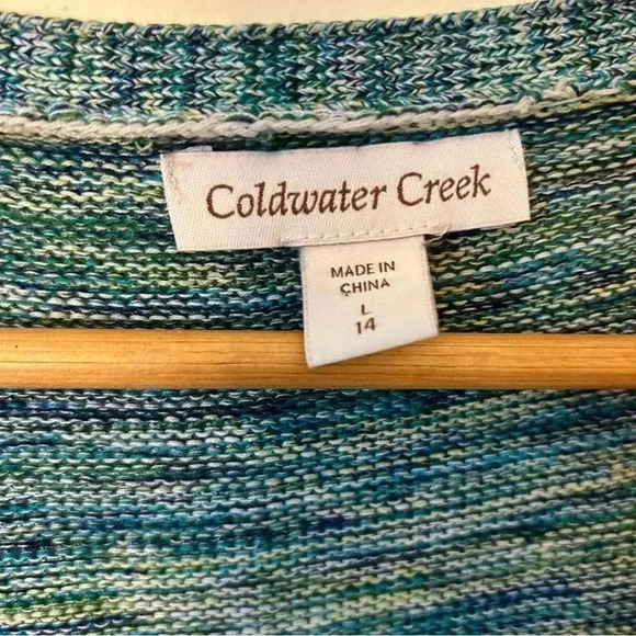Coldwater Creek Silk and Cotton Blend Multicolor Striped Cardigan Size L - Picture 4 of 5